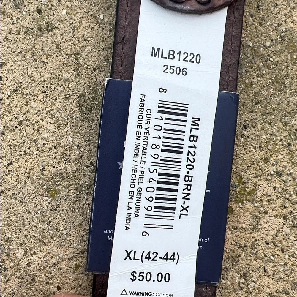 LA Dodgers Embossed Brown Leather Belt Men's Size M(34-36) XL(42-44) NWT